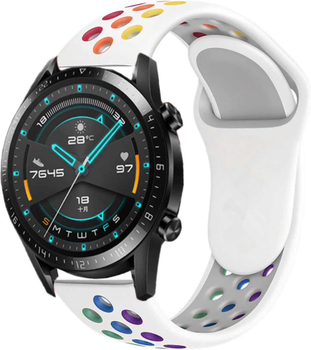 Sportbandje – geschikt voor Huawei Watch GT (42mm) – wit/kleurig