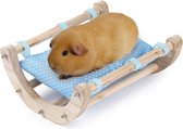 Hamster accessoires, speelgoed, cavia's, bed, accessoires, hangmat, kooi-accessoires, afneembaar houten frame, donkergroen, blauw