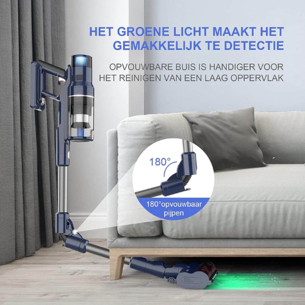 Steelstofzuiger Draadloos - 7-in-1 Stofzuiger - 4 Vermogensniveaus - 480W - 65 Minuten Looptijd - 180 Graden Opvouwbaar – foto 5