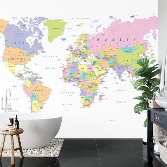 Fotobehang Wereldkaart - Vliesbehang - 368 x 280 cm