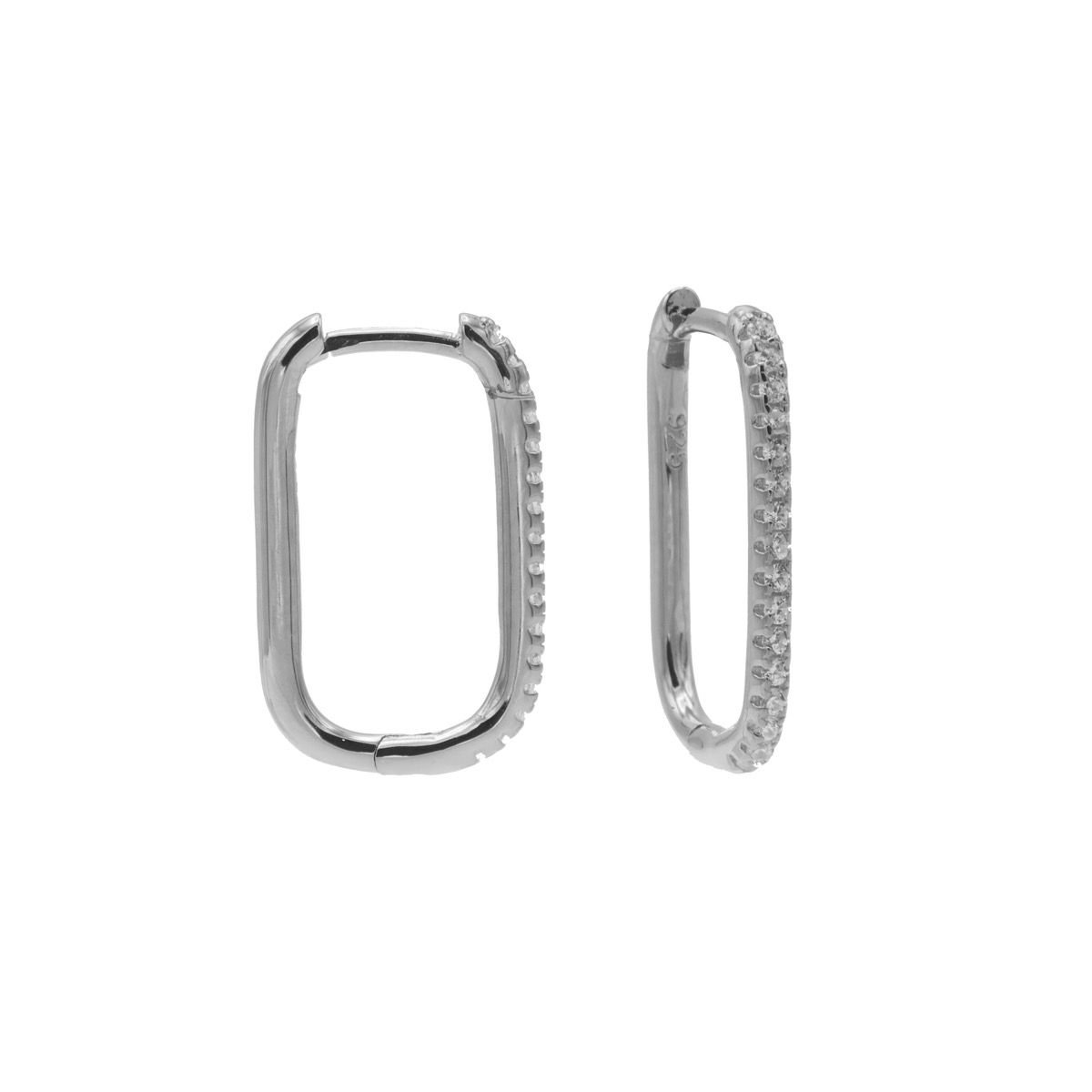 Karma Oorringen square strass Zilver