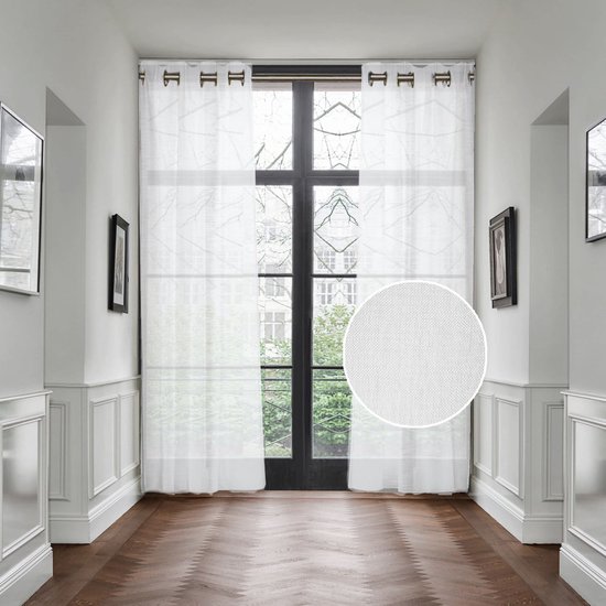 Rideau voilage transparent avec 8 oeillets - 140x270cm - Blanc - HOOMstyle