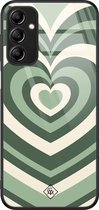 Casimoda® hoesje - Geschikt voor Samsung Galaxy A14 5G - Hart Swirl Groen - Luxe Hard Case Zwart - Backcover telefoonhoesje - Groen
