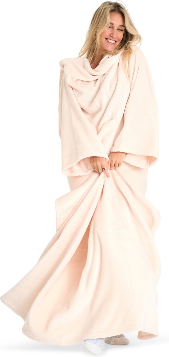Geasy Fleece Deken met MOUWEN - Plaid met mouwen en Handige buidelzak - 135 X 180 - Beige - Plaid met mouwen - Fleece deken - Fleece plaid - Fleece - Deken - Hoodie deken - Plaid - Hoodie blanket - Fleecedeken — cadeau in Wonen & Interieur - foto 8