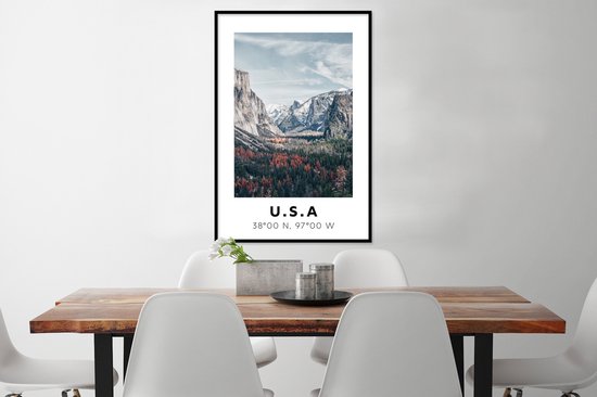 Fotolijst incl. Poster - Yosemite - Amerika - Wyoming - 60x90 cm - Posterlijst