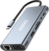 AdroitGoods 11 in 1 Usb C Hub - Usb C Adapter - Geschikt Voor Apple - Usb naar Hdmi/Vga - Macbook - Usb c Dock - 4K HDMI - Ethernet 100Mbp/s