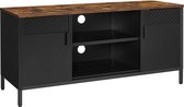 Tv-meubel - Met verstelbare planken - Metaal - 2 deuren - Zwart