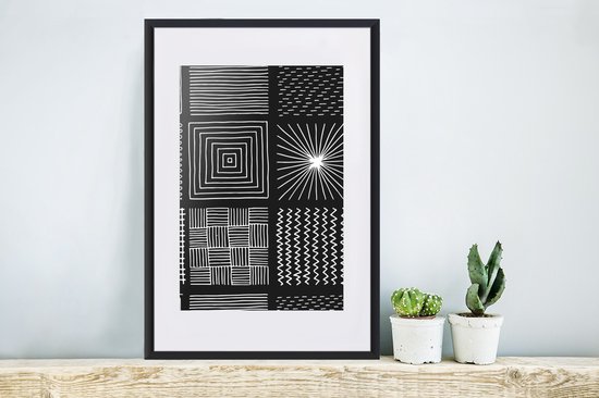 Cadre photo avec poster - Zwart - Wit - Abstrait - Motifs - 40x60 cm - Cadre poster