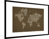 Wereldkaart du monde papier journal sur fond marron 90x60 cm