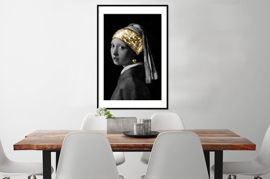 Fotolijst incl. Poster - Meisje met de parel - Johannes Vermeer - Goud - 60x90 cm - Posterlijst