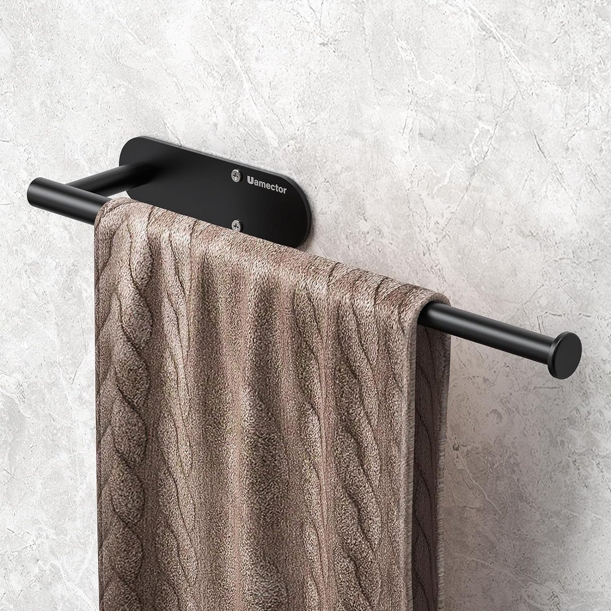 Handdoekhouder, zonder boren, zwart, handdoekstang, zelfklevend, uittrekbaar, voor badkamer en keuken, mat zwart, 19-35,5 cm