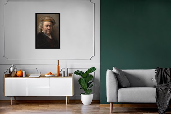 Cadre photo avec affiche - Autoportrait - Peinture de Rembrandt van Rijn - 40x60 cm - Cadre pour affiche