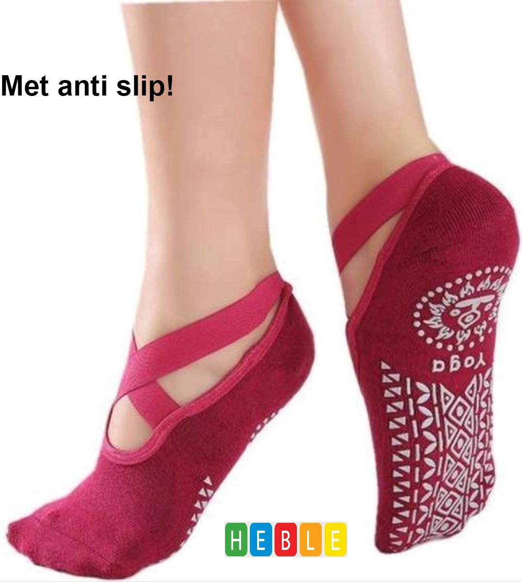 *** Yoga Sokken Anti-Slip Grip - Geschikt voor Pilates, Ballet, Dans, Gym, Yogi, Pilates en Yoga gemaakt van zacht katoen- van Heble® ***