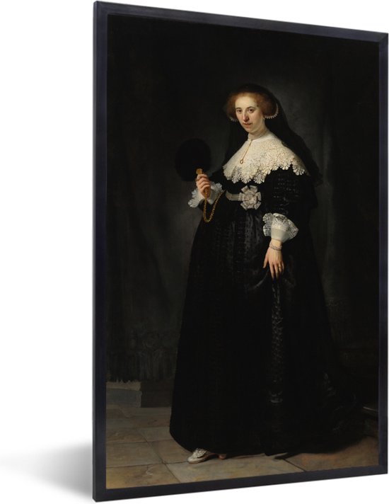 Fotolijst incl. Poster - Het huwelijksportret van Oopjen Coppit - Rembrandt van Rijn - 60x90 cm - Posterlijst