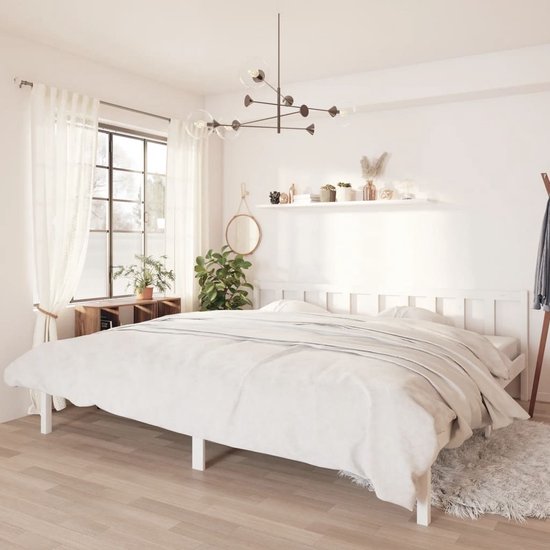 The Living Store Cadre de lit en bois de pin massif blanc 200x200 cm - Cadre de lit - Cadre de lit - Cadre de lit - Cadres de lit - Lit - Lits - Lit simple - Lits simples - Lit simple