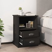 The Living Store Bedkasten - Elegant - Nachtkastje 2 lades - 1 open vak - 43 x 36 x 60 cm (B x D x H) - Zwart hout