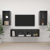 The Living Store Televisiewandmeubelset - Hoogglans grijs - 37 x 37 x 72 cm - 4 x tv-meubel
