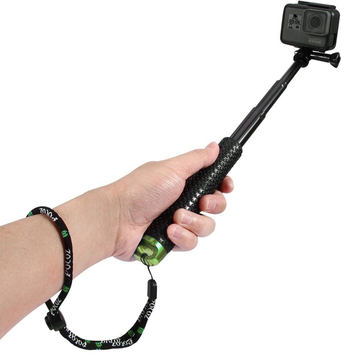 Garpex® Universele Selfiestick XL - Uitschuifbaar tot 95cm - Geschikt voor GoPro en andere Actioncamera's - Waterproof - Groen