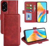 Oppo A78 (5G) Hoesje - MobyDefend Luxe Wallet Book Case (Sluiting Zijkant) - Rood - GSM Hoesje - Telefoonhoesje Geschikt Voor Oppo A78