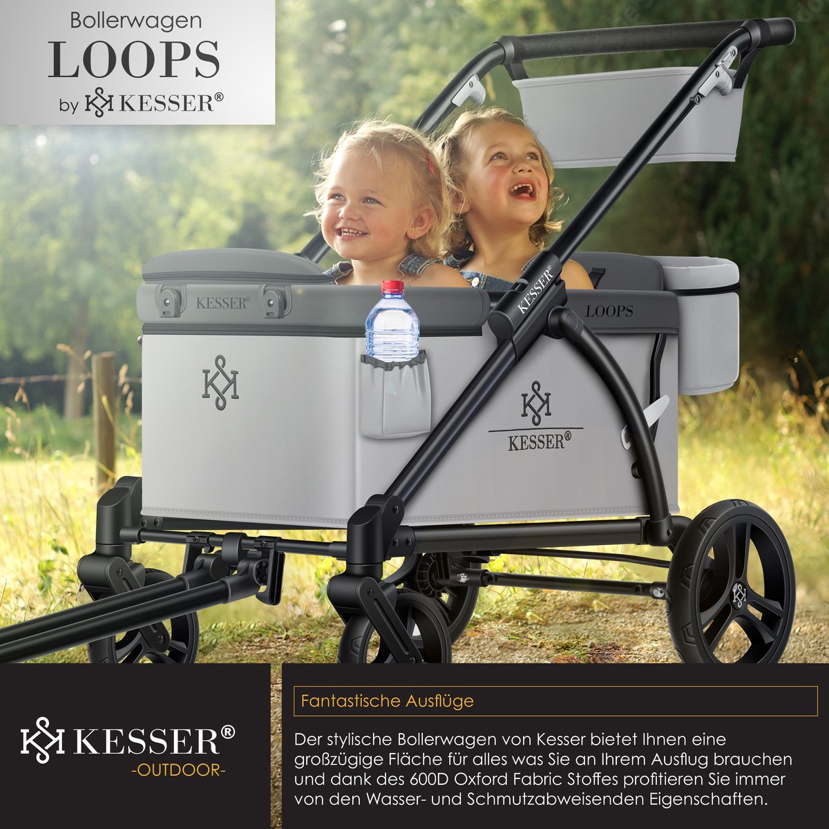 Poussette KESSER® - Handcart Loops 2in1 - Chariot à main avec toit Pliable  - chariot
