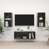 The Living Store Televisiewandmeubel - Tv-meubelset - Hoogglans grijs - 2x tv-meubel- 37x37x72 cm - 1x tv-meubel- 37x37x107 cm