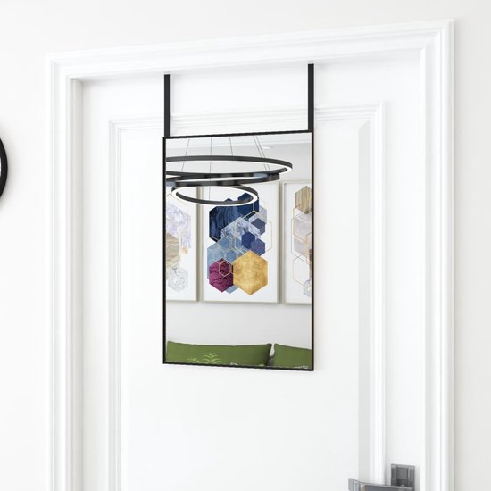 Miroir de porte The Living Store - Cadre en aluminium noir - 40 x 60 cm - Ajustable