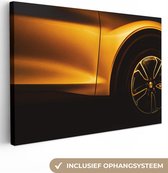 Canvas schilderij - Gouden auto 120x80 - Kamer decoratie accessoires - Schilderijen goud woonkamer - Wanddecoratie slaapkamer - Muurdecoratie keuken - Wall decoration - Wanddoek interieur binnen - Woondecoratie huis - Woonaccessoires