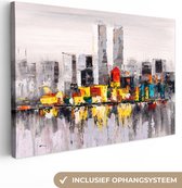 Canvas - Schilderij - Olieverf - Skyline - Abstract - Kunst - 180x120 cm - Woondecoratie - Schilderijen op canvas