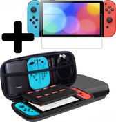 Hoes Geschikt voor Nintendo Switch OLED Case Hoesje Polsbandje Met Screenprotector - Bescherm Hoes Geschikt voor Nintendo Switch OLED Hoes Hard Cover - Grijs