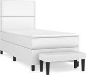 vidaXL - Boxspring - met - matras - kunstleer - wit - 90x190 - cm