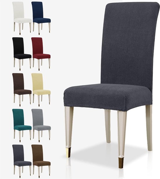 Stretch stoelhoezen 4-delige set jacquard hoezen afneembare stoelbekleding voor de eetkamer elastische moderne stoelbescherming decoratie voor banketten bruiloftsfeest (grijs, 4)