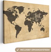 Canvas Wereldkaart - 120x80 - Wanddecoratie Wereldkaart - Just Go - Vintage