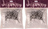 Faram Decoratie spinnenweb/spinrag met spinnen - 4x - 20 gram - wit - Halloween/horror thema versiering