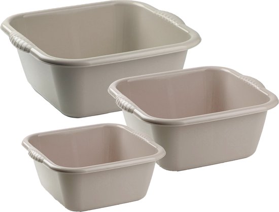 Forte Plastics Lave-vaisselle - lot de 3 tailles - 6 et 10 et 15 litres - taupe - plastique