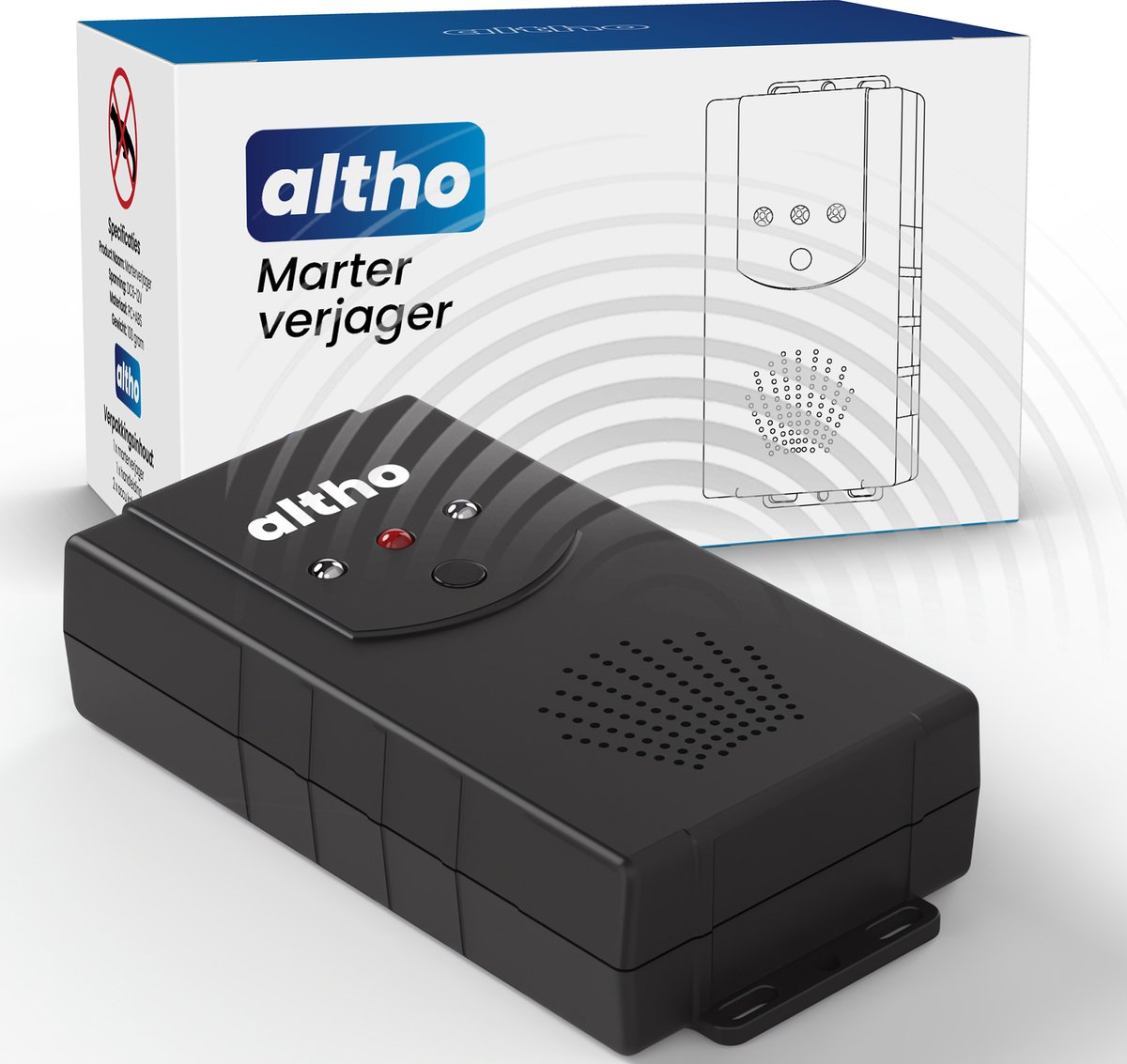 Altho Marterverjager - Marterverjager auto - Steenmarter - Marterverjager op batterijen, 12V en stopcontact - Binnen & Buiten - Altho