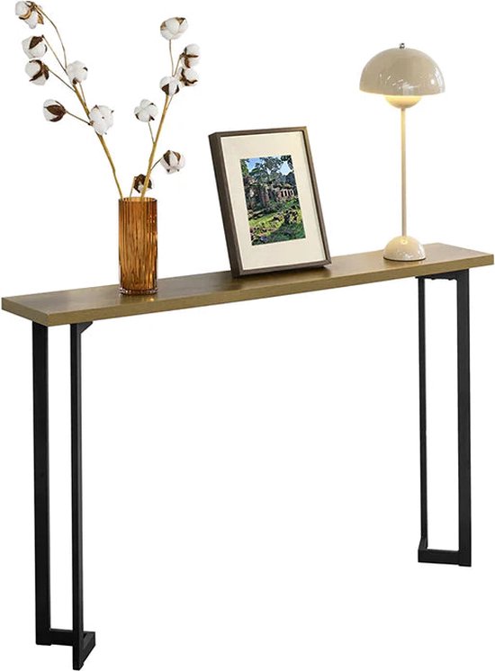 Consoletafel met Laadstation, 180 cm Slanke Banktafel, Industriële Inkomtafel met