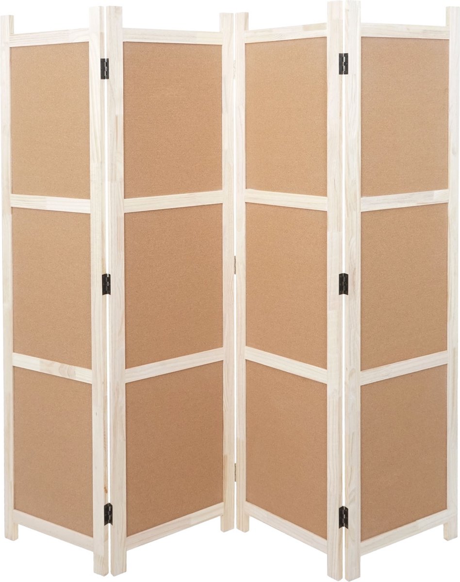 MCW Kamerscherm MCW-G52, kamerscherm privacyscherm, prikbord kurk ~ bruin, 4 panelen 166x160cm