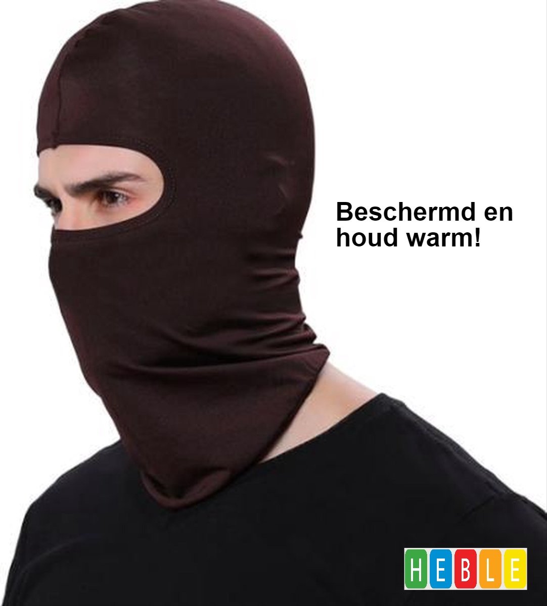 *** Bivakmuts Balaclava – Nekwarmer Unisex Gezichtsmasker voor Skien Snowboarden Motorrijden Wielrennen & Schaatsen van Heble® *** Bruin