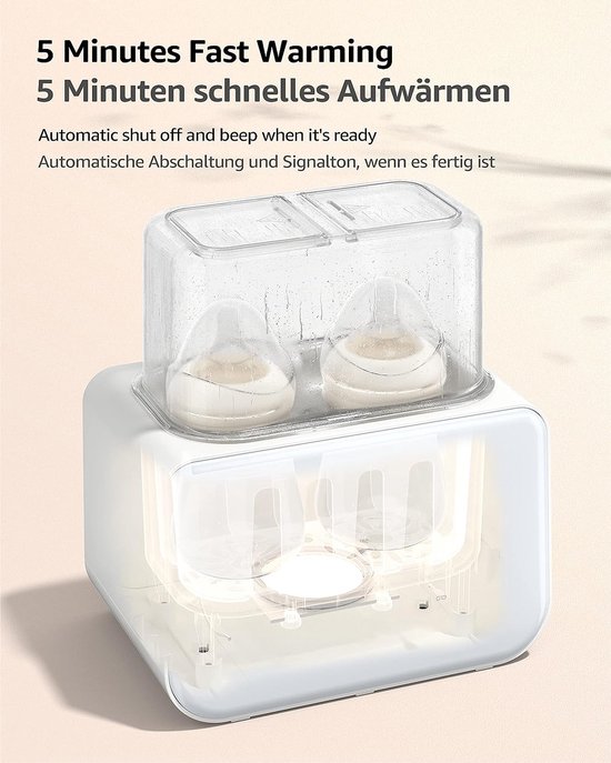 Flessenwarmer voor baby's, sterilisator voor babyflessen, 8-in-1 Fast