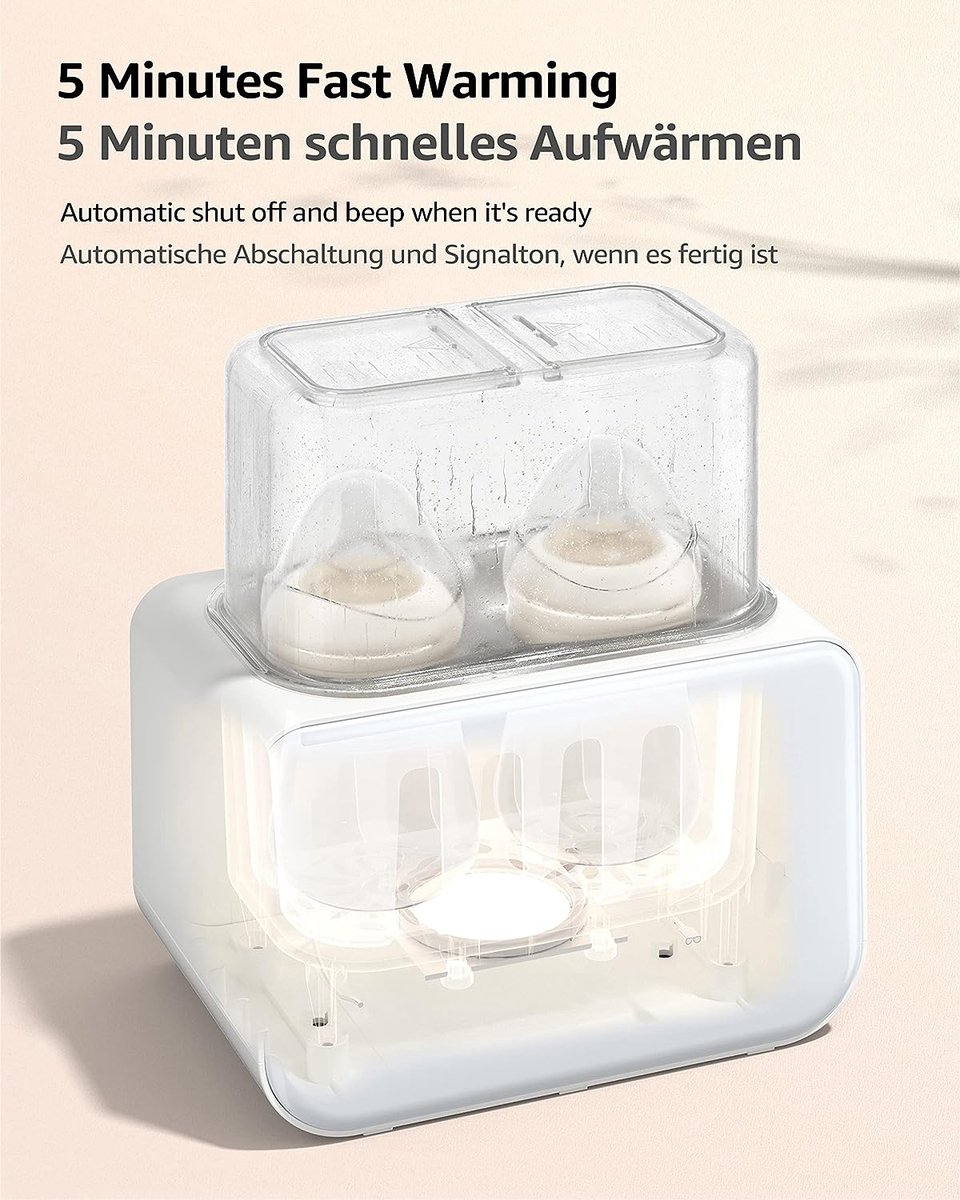 Flessenwarmer voor baby's, 8 in 1 sterilisator babyflessen, snelle