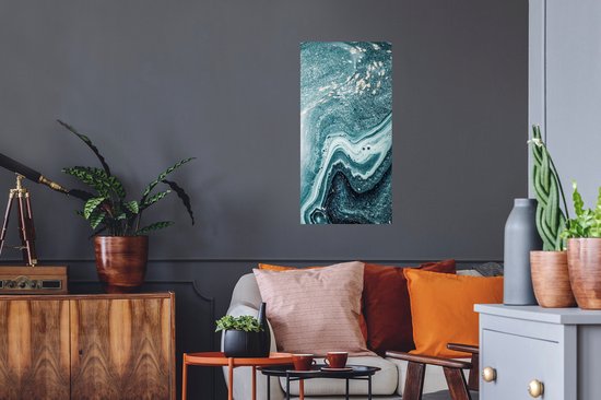 Muurstickers - Sticker Folie - Edelstenen - Blauw - Natuur - Marmer - Abstract - 40x80 cm - Plakfolie - Muurstickers Kinderkamer - Zelfklevend Behang - Zelfklevend behangpapier - Stickerfolie