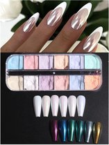 GUAPÀ® Holografische Glitter Poeder Set | 12 Nail Art glitters | Nail Art & Nagel Decoratie | Spiegel en pigment poeder | Chrome Nagels | 12 stuks diverse kleur nagelpoeder