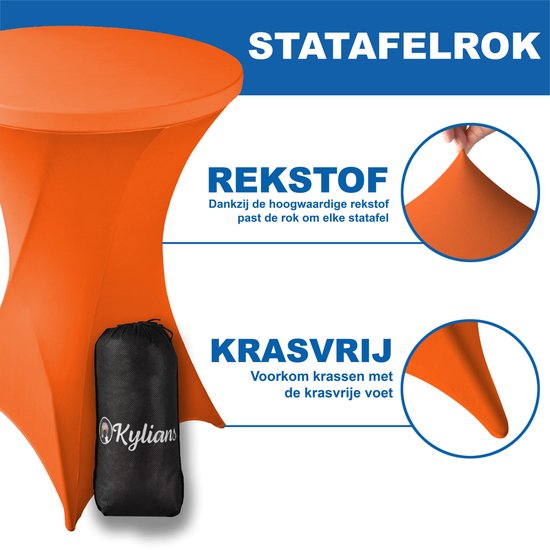 Stretch rok oranje statafelrok statafel 80cm statafelhoes