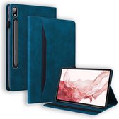 Case2go - Tablet hoes geschikt voor Samsung Galaxy Tab S9/S9 FE - Business Wallet Book Case - Met pasjeshouder - Donker Blauw