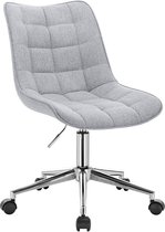 Bureaustoel Linnen Anja - Op wielen - Ergonomische bureaustoel voor volwassenen - Lichtgrijs - In hoogte verstelbaar