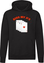 Kiss my ass Hoodie - kaarten - game - casino - poker - kaartspel - spel - feest - kont - verjaardag - humor - grappig - unisex - trui - sweater - capuchon