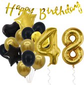Snoes Ballonnen 48 Jaar Feestpakket – Versiering – Verjaardag Set Goldie Cijferballon 48 Jaar -Heliumballon
