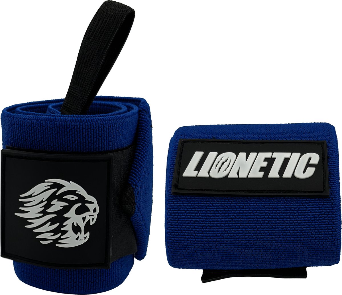 Lionetic Wrist Wraps - Krachttraining Accessoire - Polsbanden - Lifting Straps - Geschikt voor Powerlifting, Crossfit en Fitness - Azure Blue