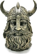 Fleshouder-Bloempothouder - Viking Hoofd - zeer gedetailleerd en origineel - Bronskleurig - (hxbxd) ca. 21cm x 17cm x 16cm