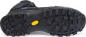 Zool van bruine Hanwag wandelschoen met Vibram logo.